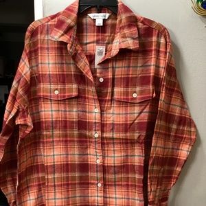 Long-Sleeve Plaid Flannel Boyfriend Tunic Shirt for Women